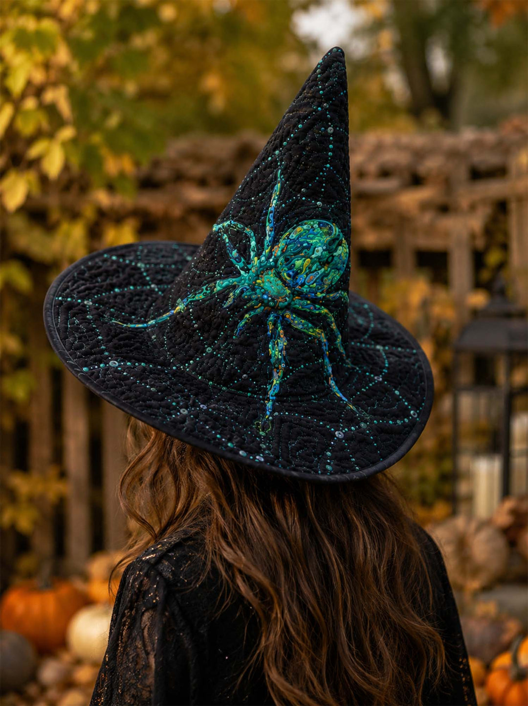 Mystic Spider Web Quilted Gothic Witch Hat