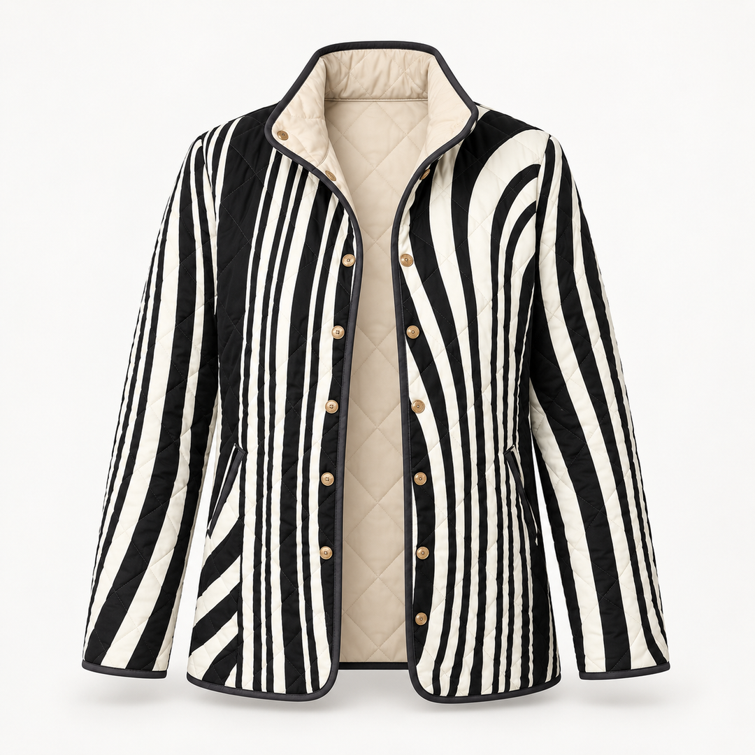 Edith | Graphic Quilted Zebra Jacket