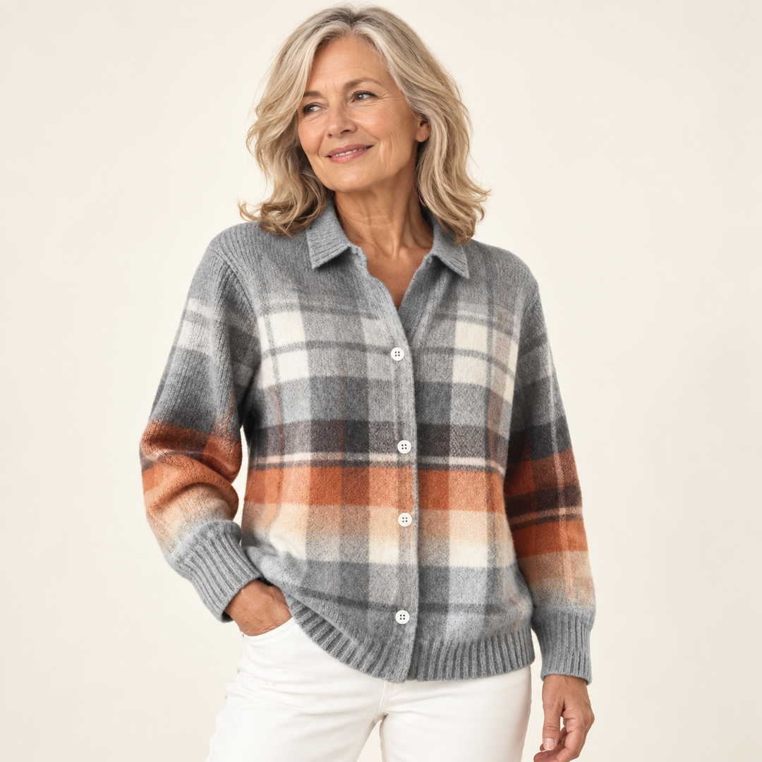 ELIRA™ - CHECKED HOODIE BLOUSE IN SOFT TONES