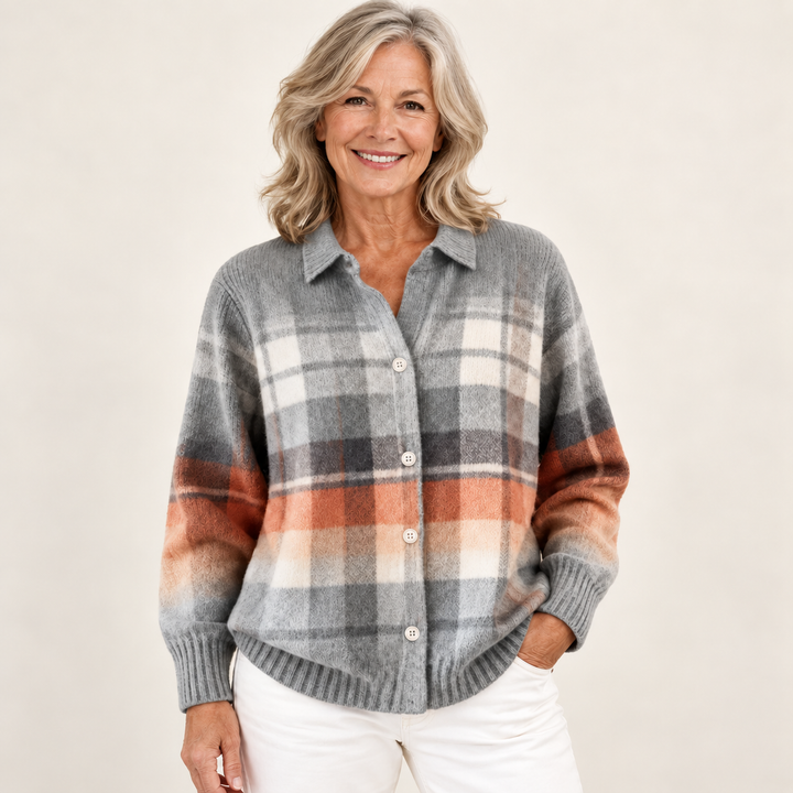 ELIRA™ - CHECKED HOODIE BLOUSE IN SOFT TONES