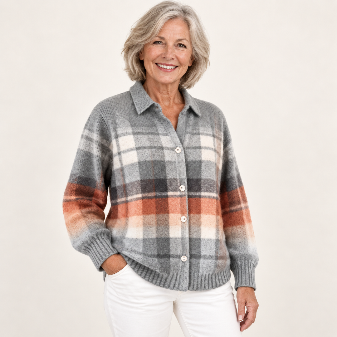 ELIRA™ - CHECKED HOODIE BLOUSE IN SOFT TONES