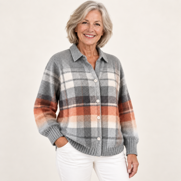 ELIRA™ - CHECKED HOODIE BLOUSE IN SOFT TONES