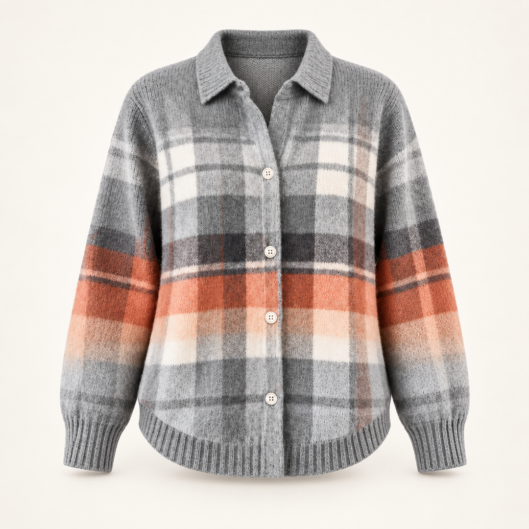 ELIRA™ - CHECKED HOODIE BLOUSE IN SOFT TONES