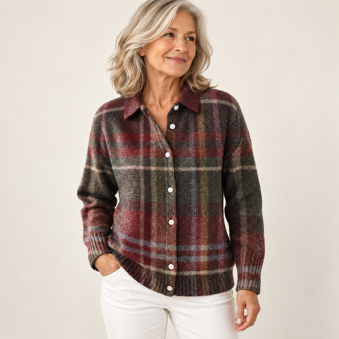 EMELYN™ - CHECKED HOODIE BLOUSE