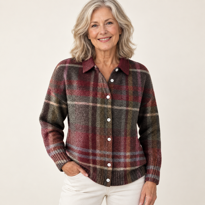 EMELYN™ - CHECKED HOODIE BLOUSE