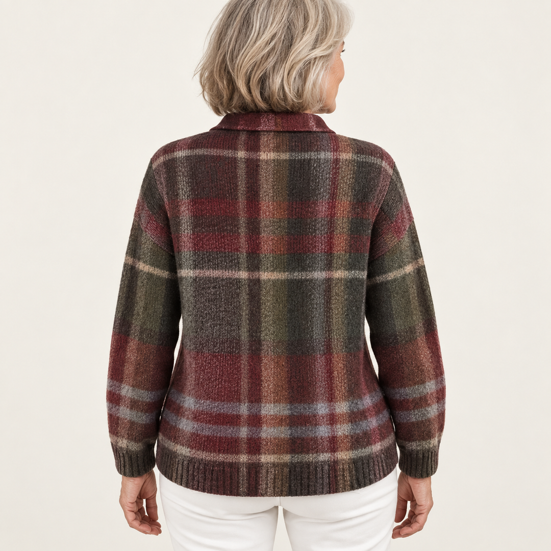 EMELYN™ - CHECKED HOODIE BLOUSE