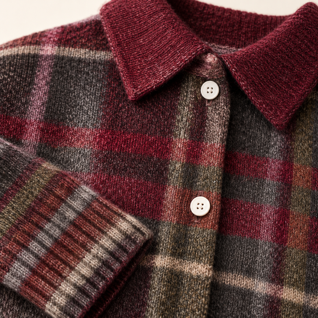 EMELYN™ - CHECKED HOODIE BLOUSE