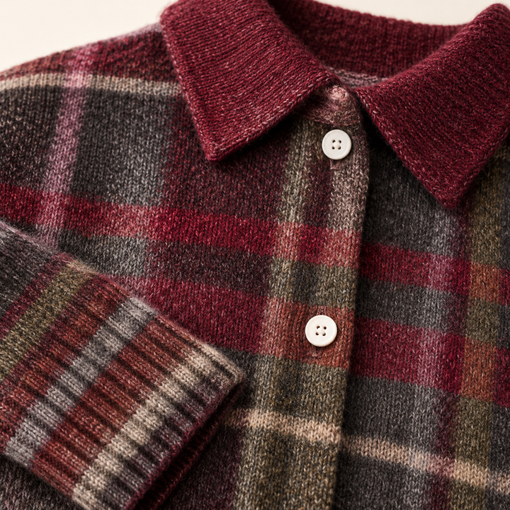 EMELYN™ - CHECKED HOODIE BLOUSE