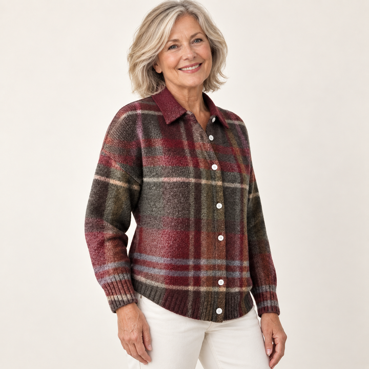 EMELYN™ - CHECKED HOODIE BLOUSE