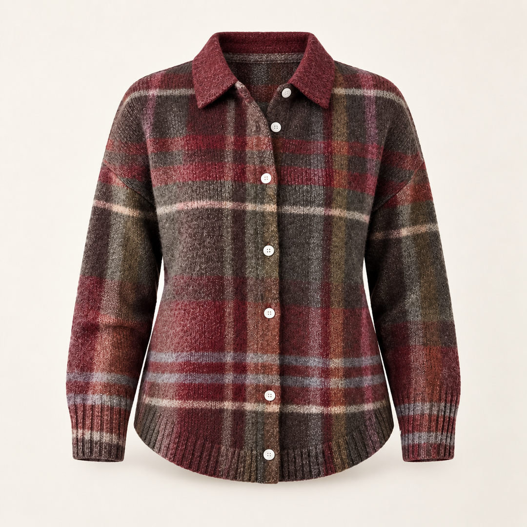 EMELYN™ - CHECKED HOODIE BLOUSE