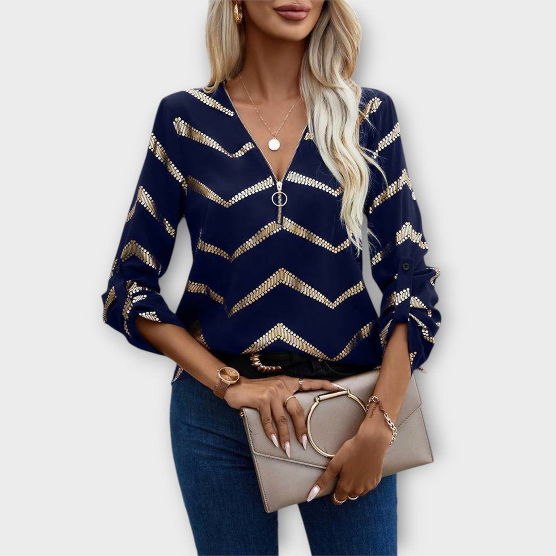 Aisling - Chic Zip-Up Blouse