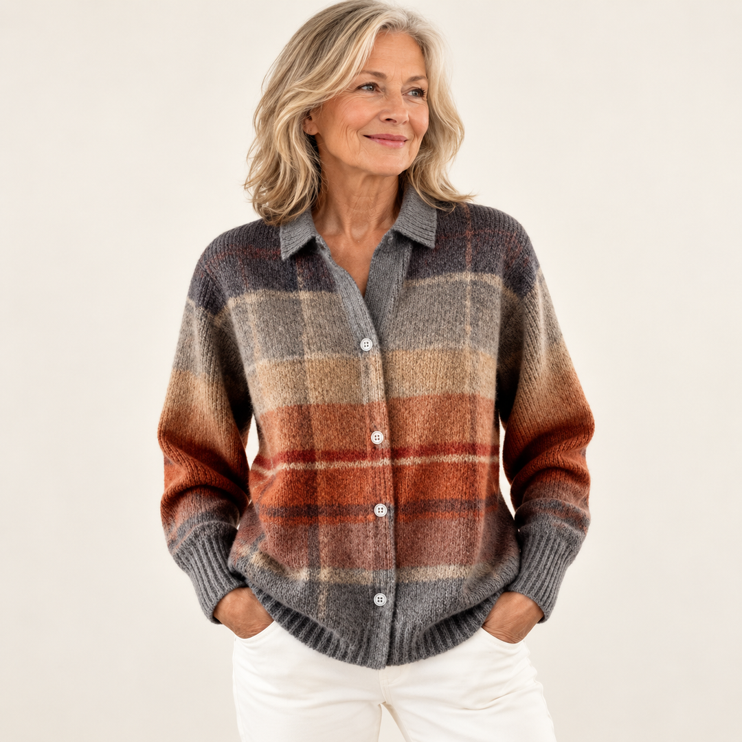 FLORIA™ - CHECKED BLOUSE MADE FROM WARM, SOFT HOODIE MATERIAL