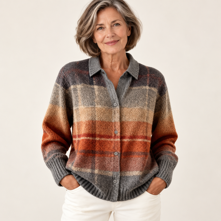FLORIA™ - CHECKED BLOUSE MADE FROM WARM, SOFT HOODIE MATERIAL