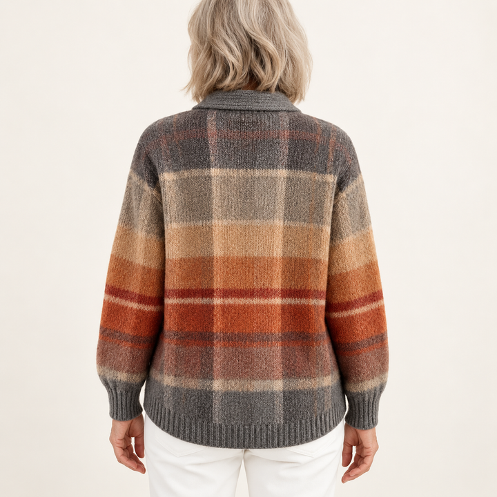 FLORIA™ - CHECKED BLOUSE MADE FROM WARM, SOFT HOODIE MATERIAL