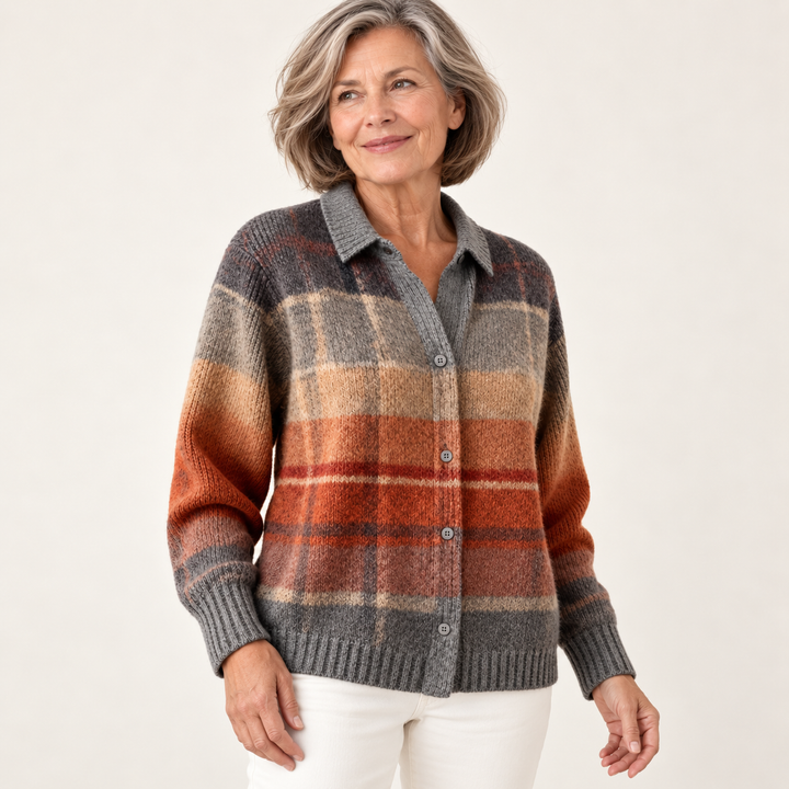 FLORIA™ - CHECKED BLOUSE MADE FROM WARM, SOFT HOODIE MATERIAL