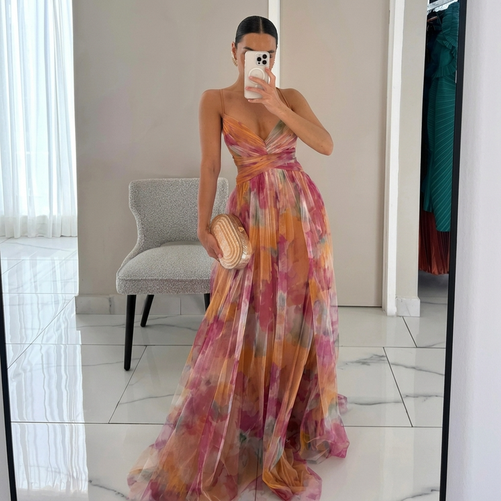Ailionóra - Elegant Floral Maxi Dress