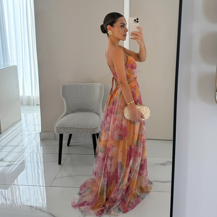 Ailionóra - Elegant Floral Maxi Dress