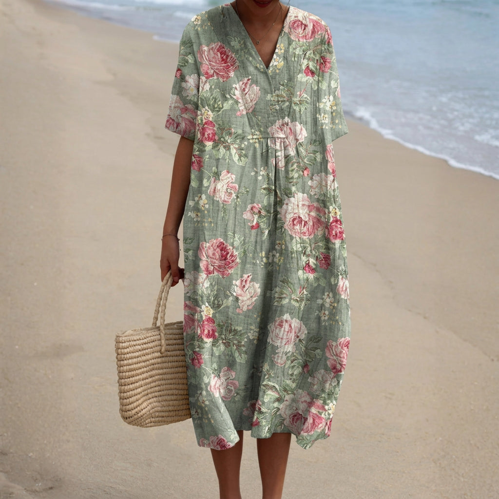 Éilis - Midi Dress with Floral Design