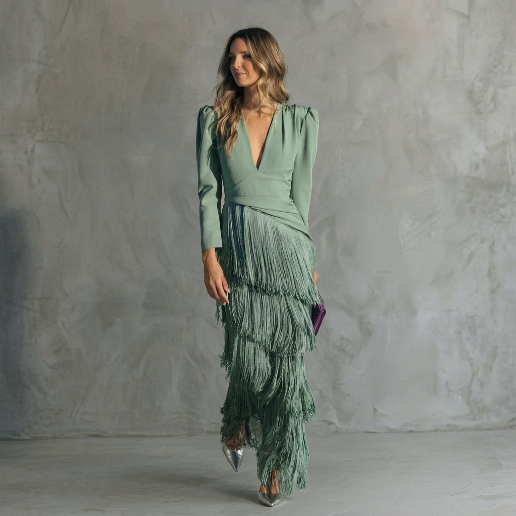 Dolores - Elegant Long Fringe Dress