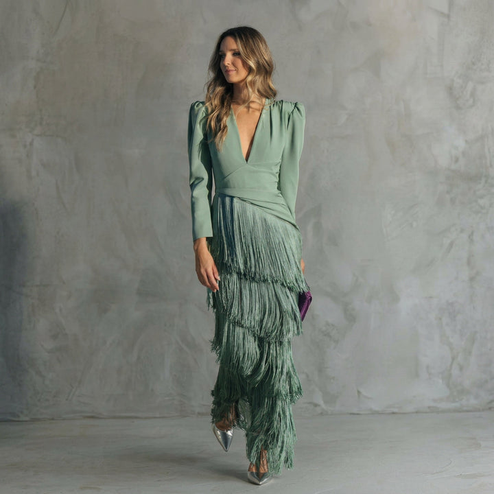 Dolores - Elegant Long Fringe Dress