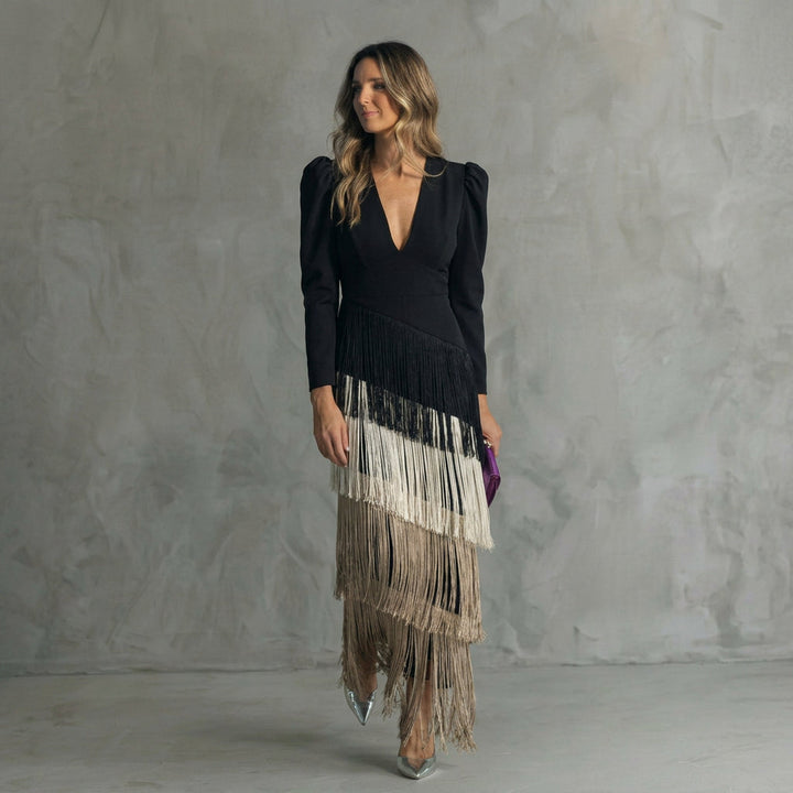 Dolores - Elegant Long Fringe Dress