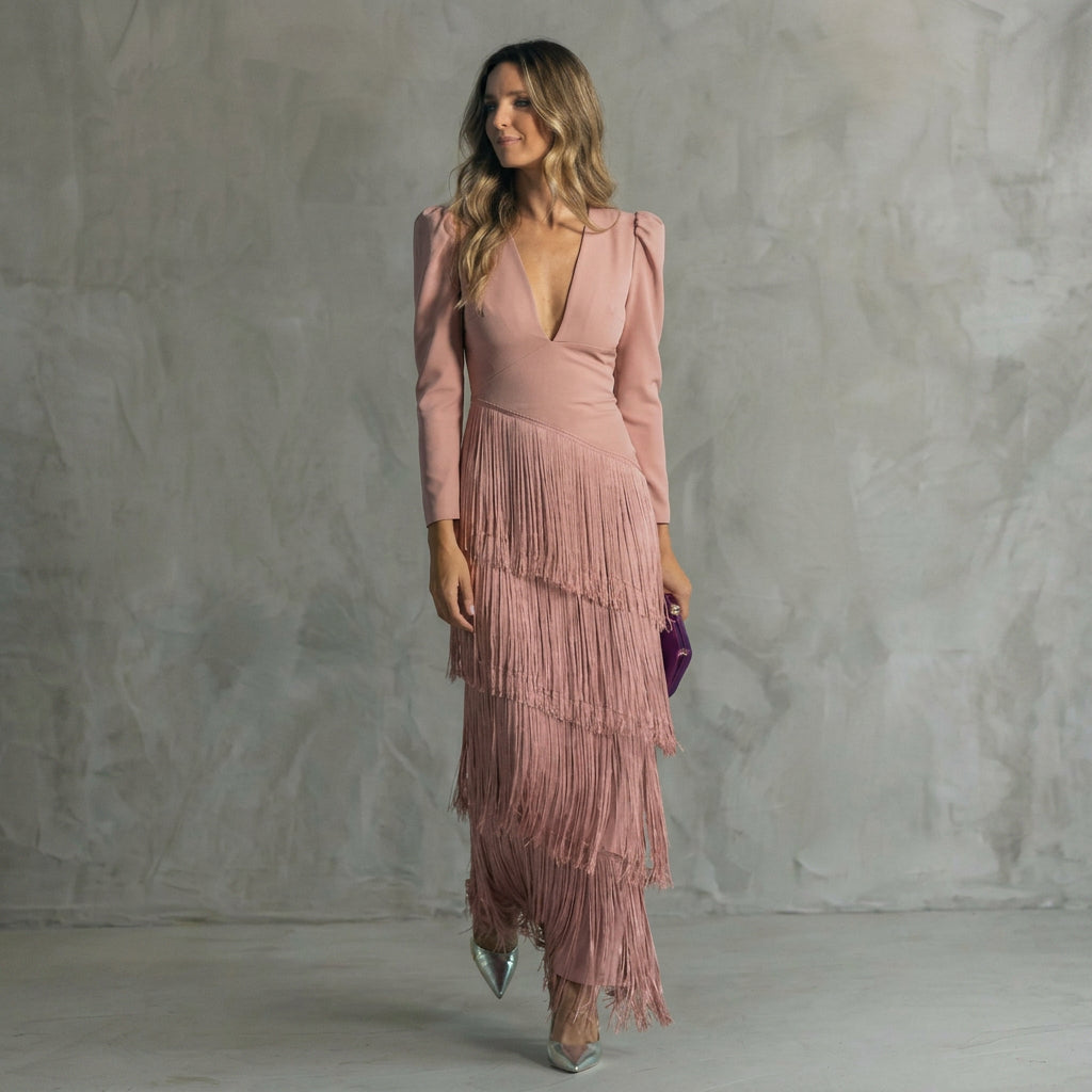 Dolores - Elegant Long Fringe Dress