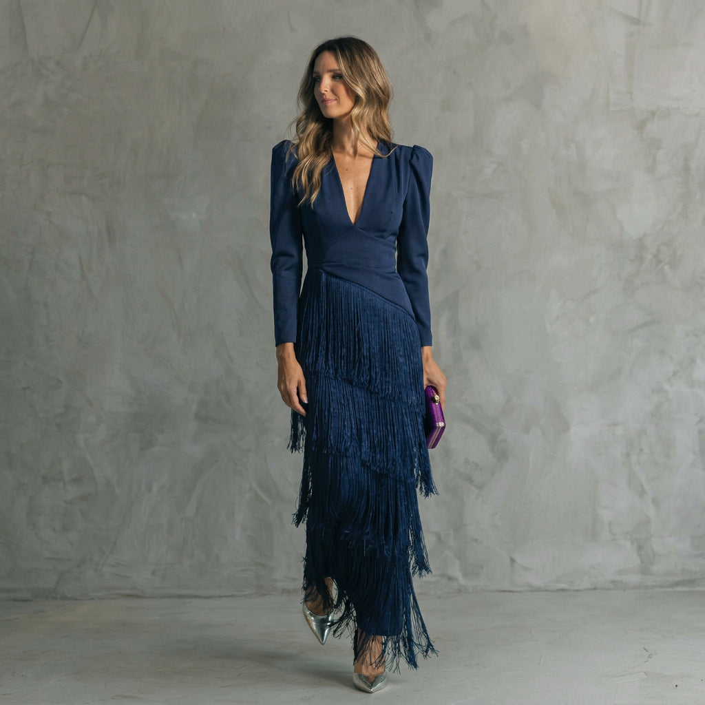 Dolores - Elegant Long Fringe Dress
