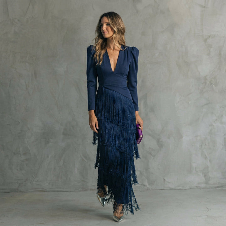 Dolores - Elegant Long Fringe Dress