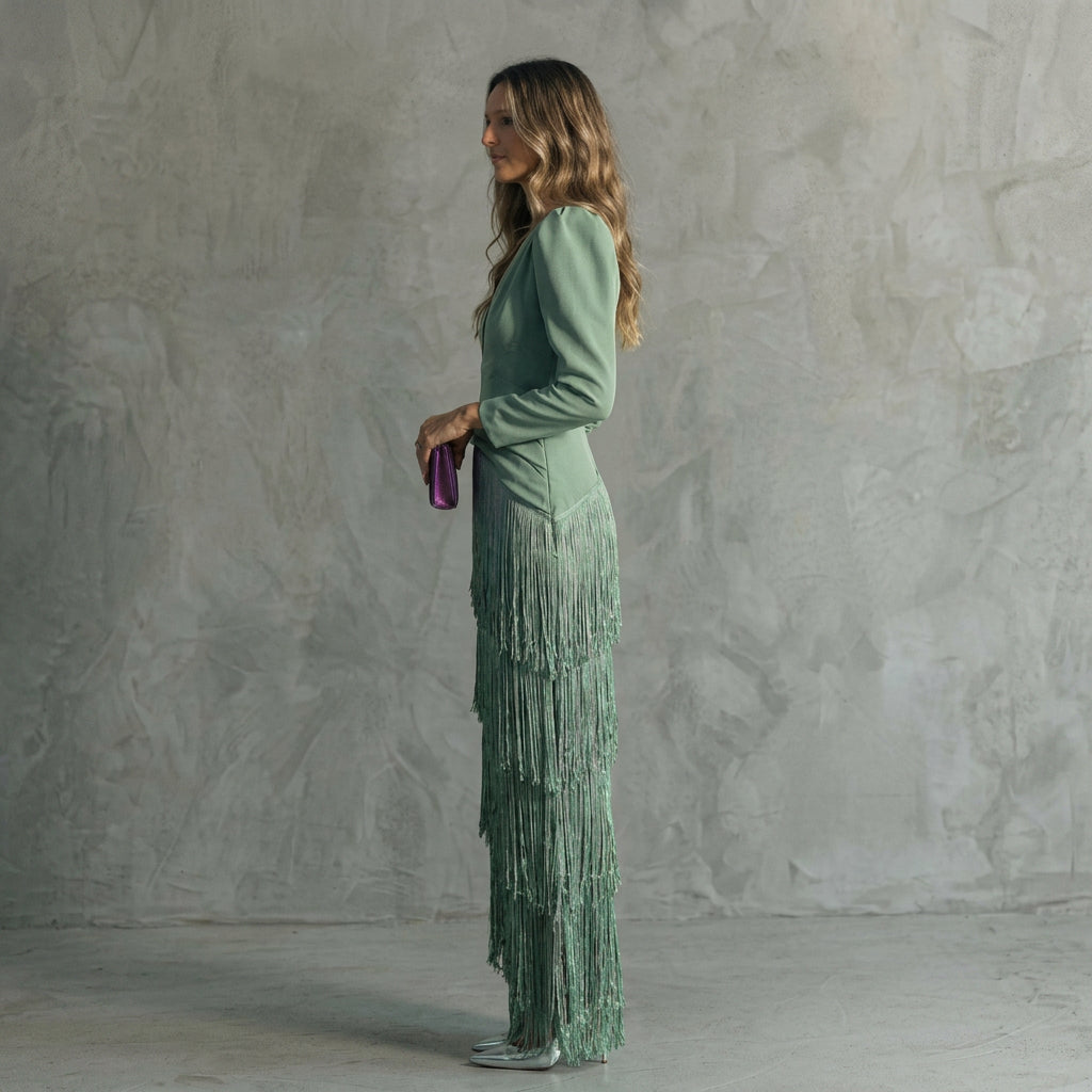 Dolores - Elegant Long Fringe Dress