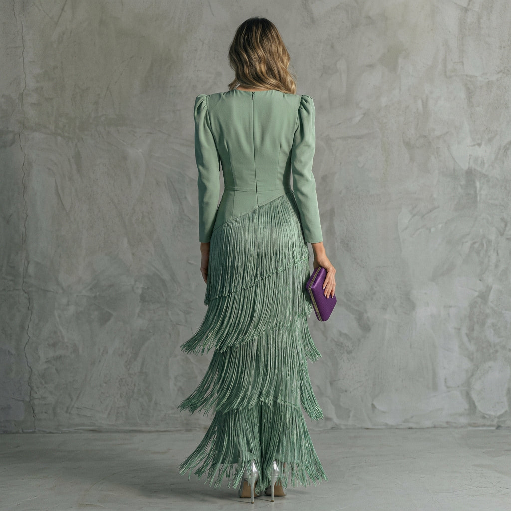 Dolores - Elegant Long Fringe Dress