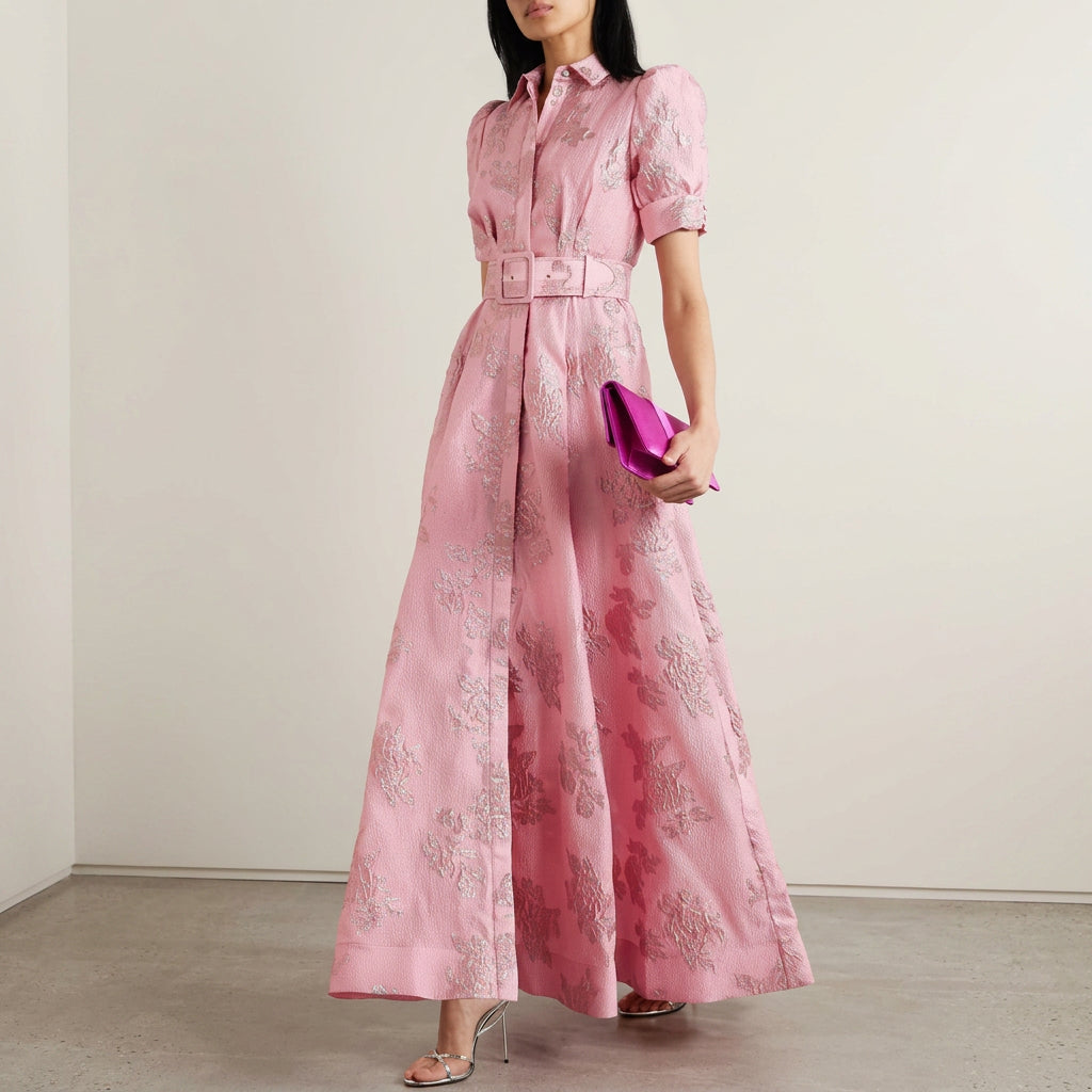 Anaïs - Elegant Long Jacquard Gown
