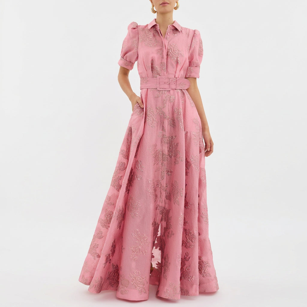Anaïs - Elegant Long Jacquard Gown