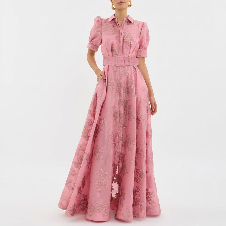 Anaïs - Elegant Long Jacquard Gown