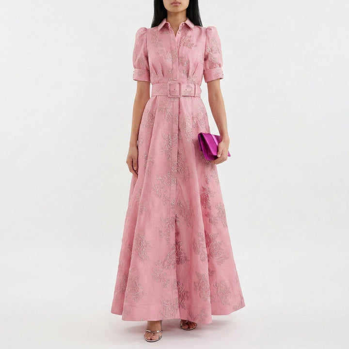 Anaïs - Elegant Long Jacquard Gown