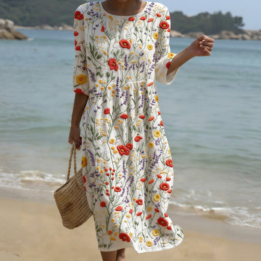 Ríoghnach | Floral Embroidery Dress