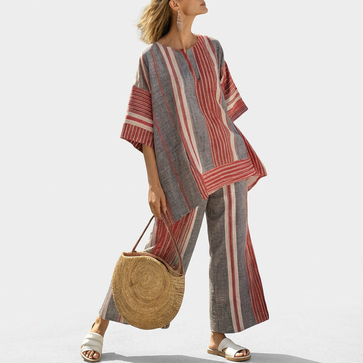 Saoirse - Elegant Striped Ensemble