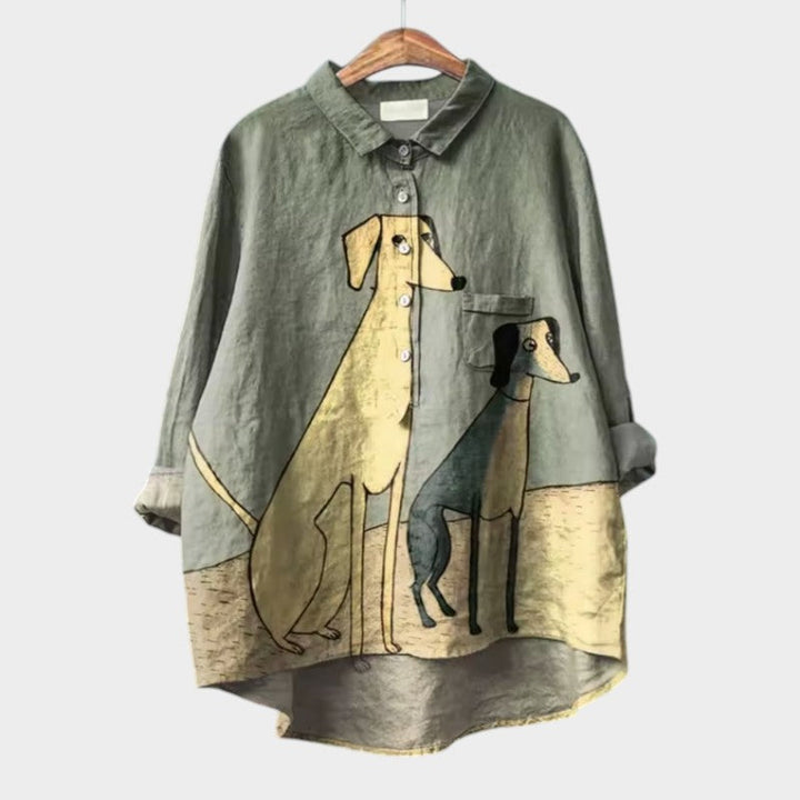 Caoimhe - Blue Canine Print Blouse