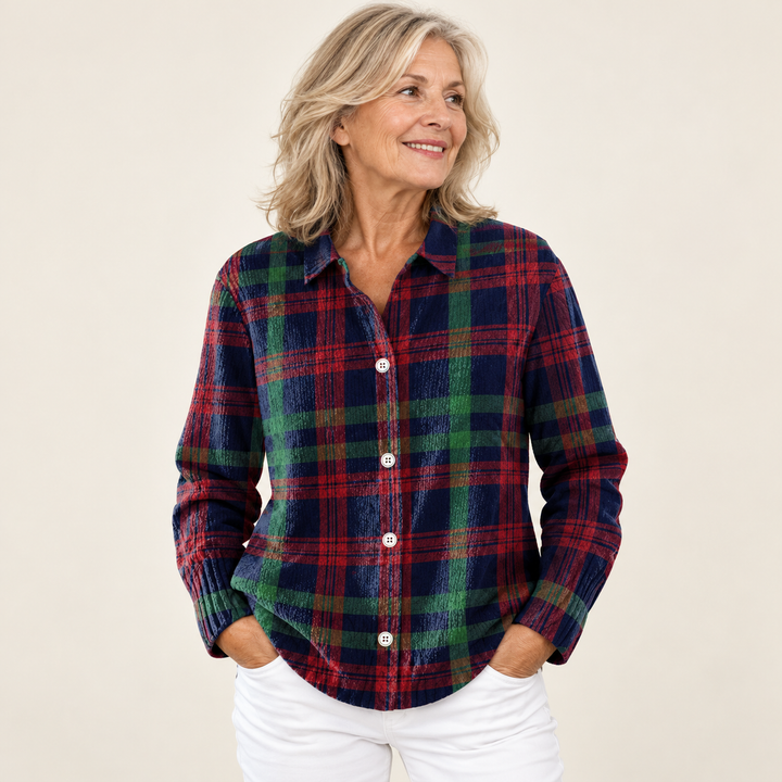 GUNELLE™ - CHECKED HOODIE BLOUSE