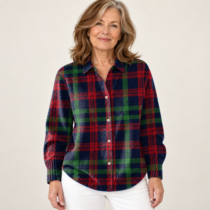 GUNELLE™ - CHECKED HOODIE BLOUSE