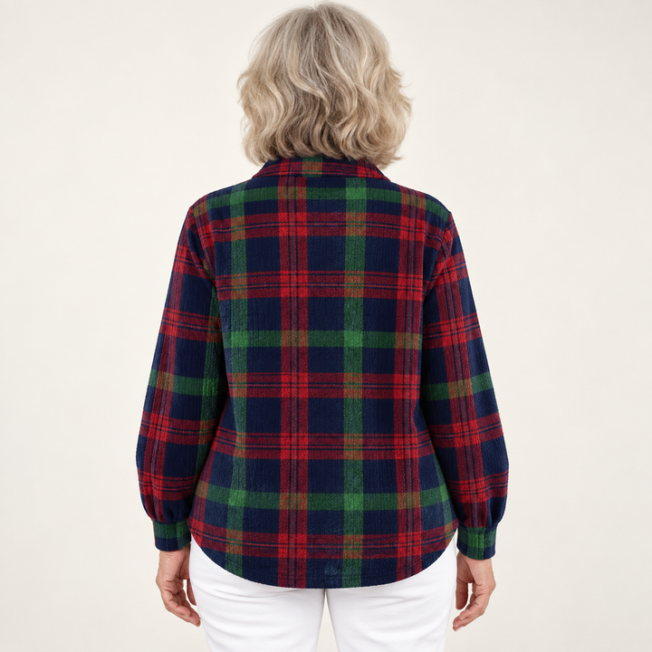 GUNELLE™ - CHECKED HOODIE BLOUSE