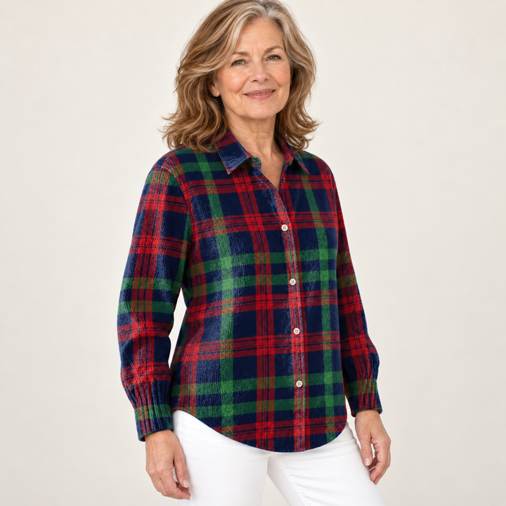 GUNELLE™ - CHECKED HOODIE BLOUSE