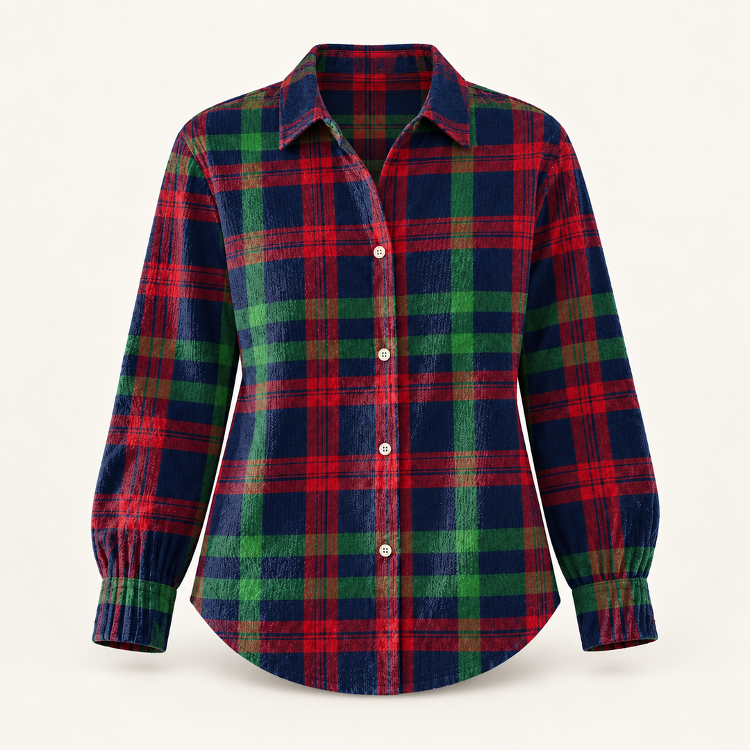 GUNELLE™ - CHECKED HOODIE BLOUSE