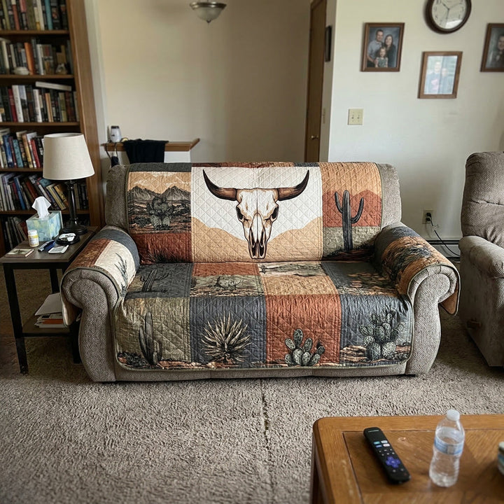 Dustland Quilted Longhorn Western Sofa Cover