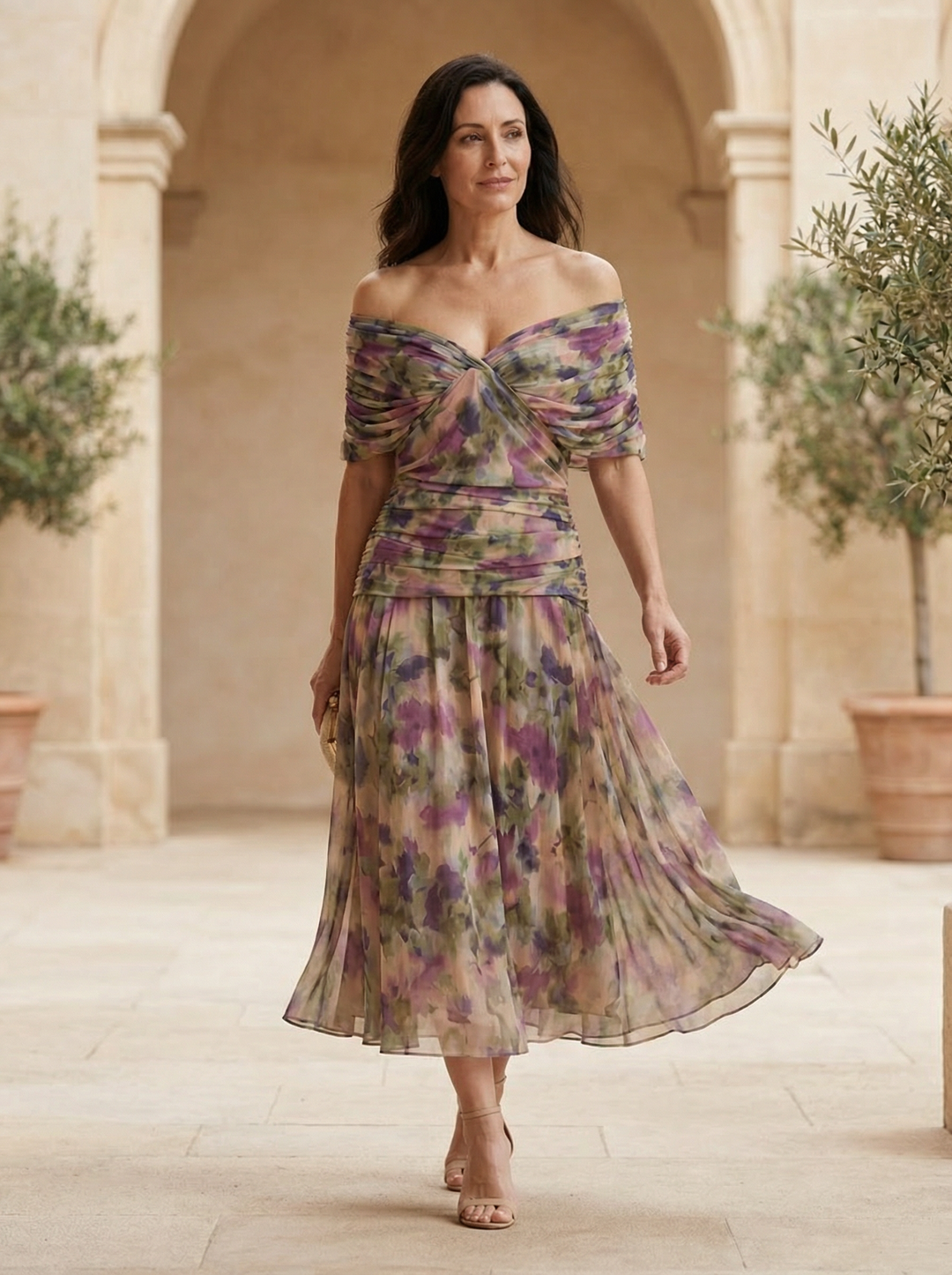 Caoimhe - Pleated V-Neck Maxi Dress