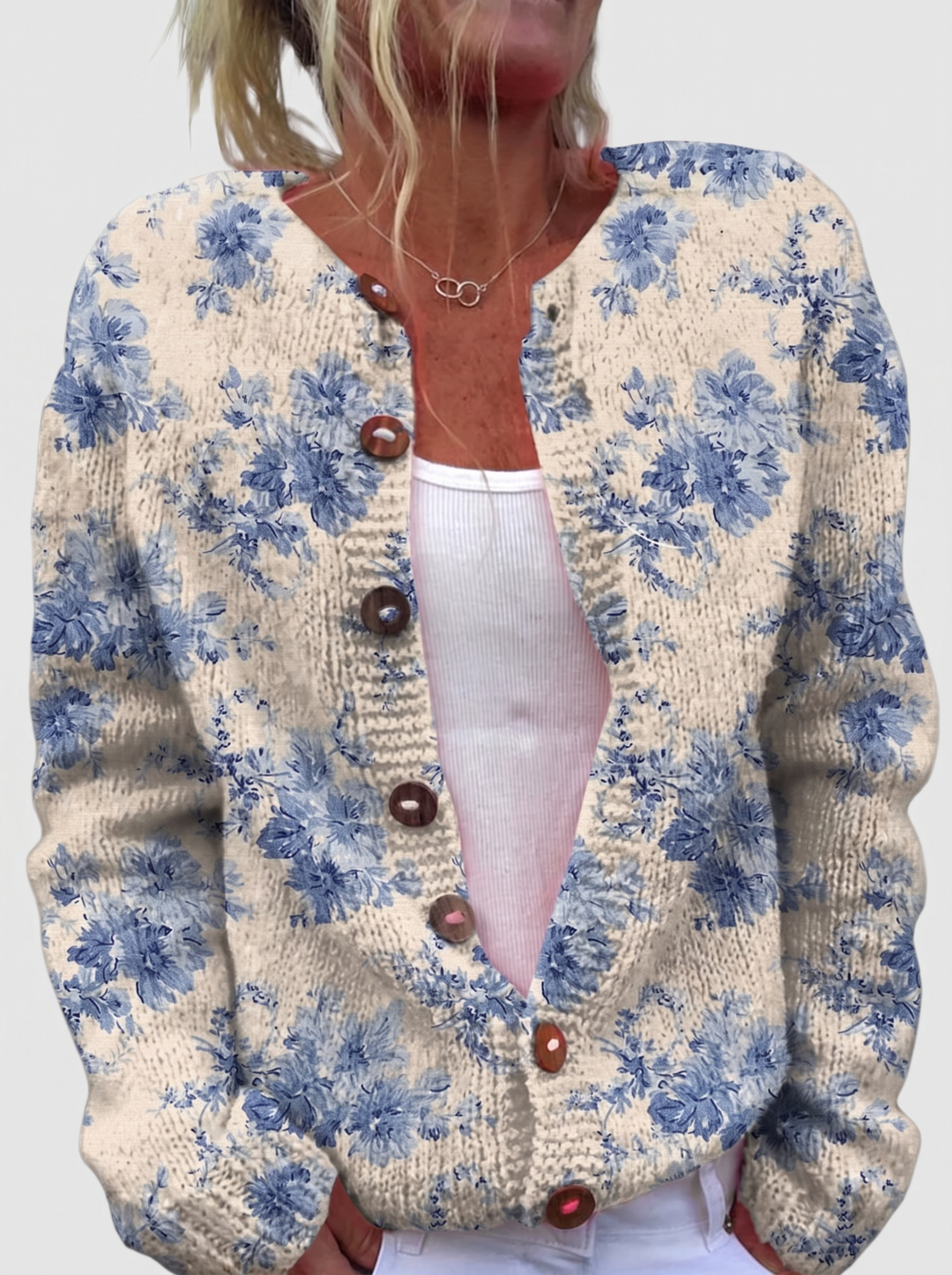 Geraldine | Floral Blue Cardigan
