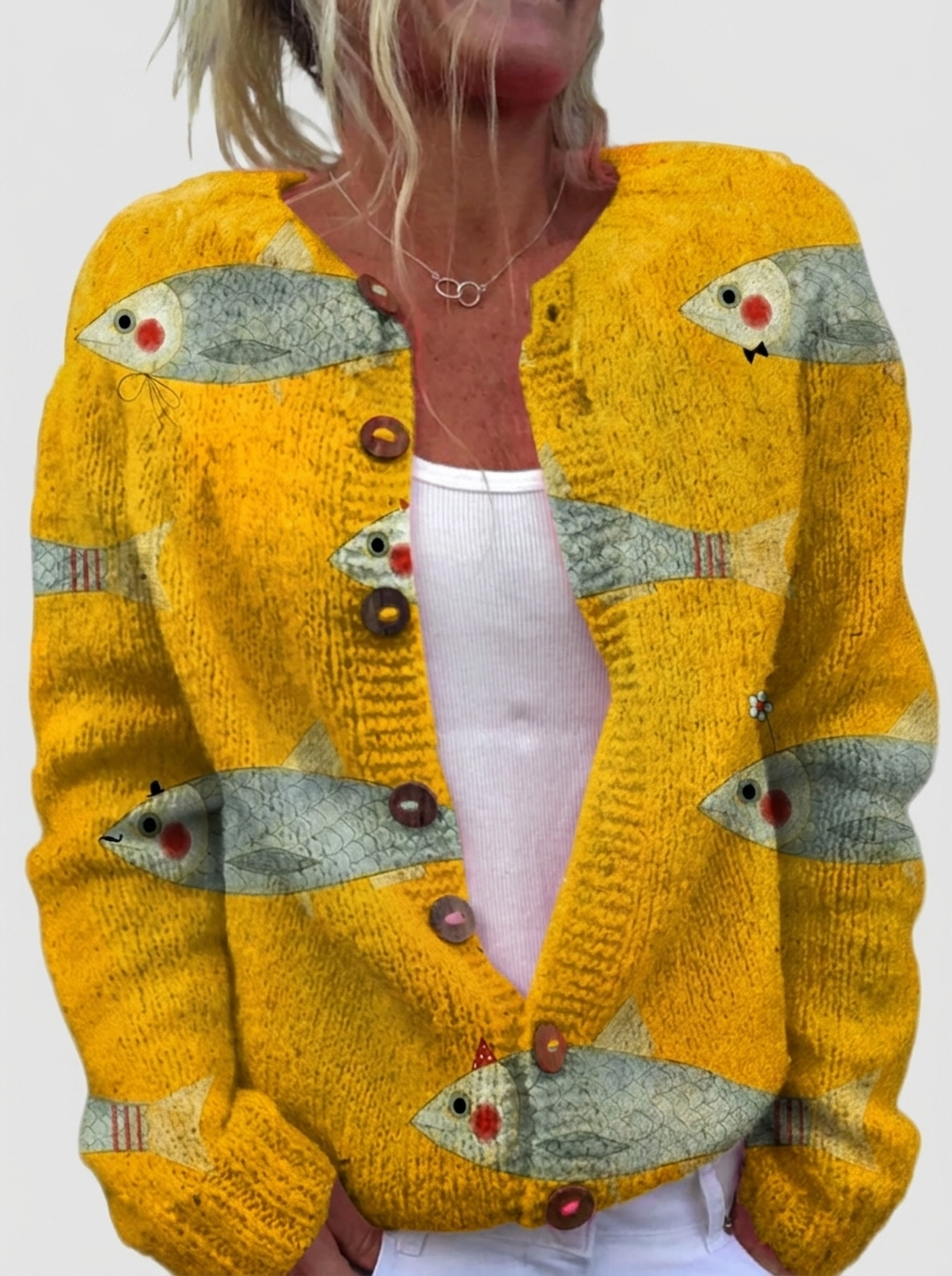 Erin | Fish Print Cardigan