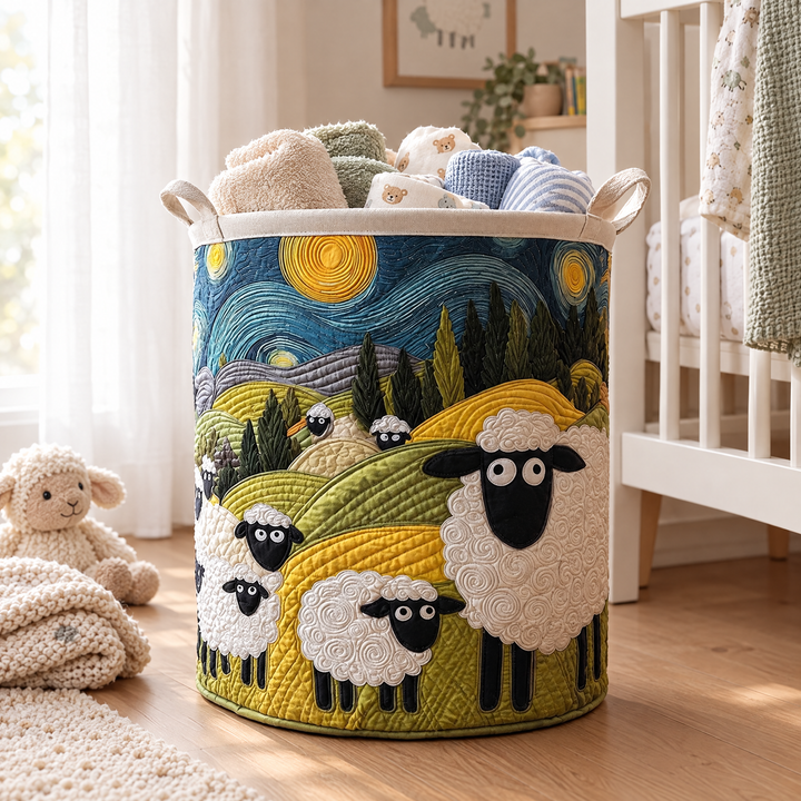 Lamb Meadow | Quilted Laundry Basket