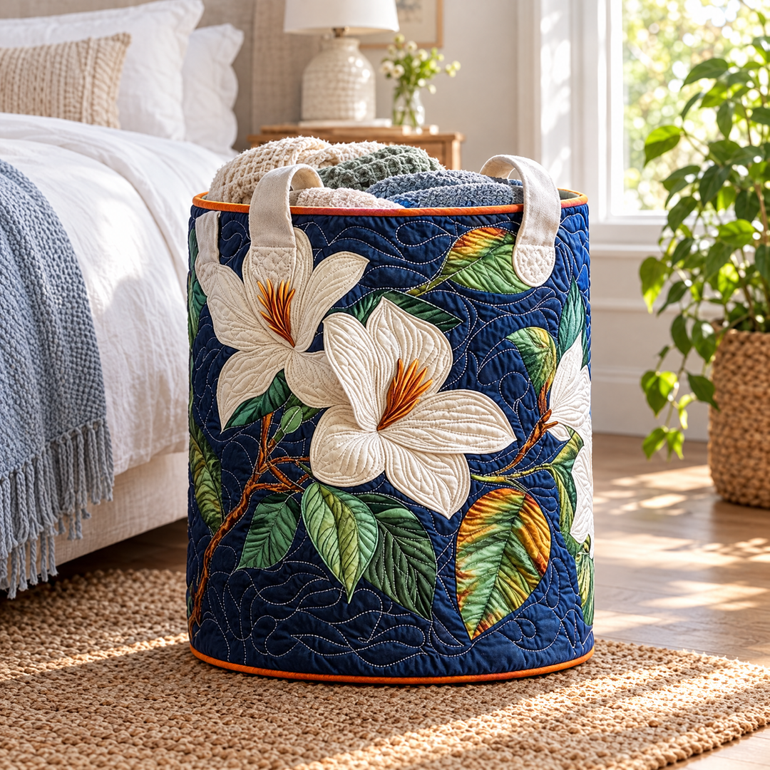 Soft Magnolia | Quilted Laundry Basket