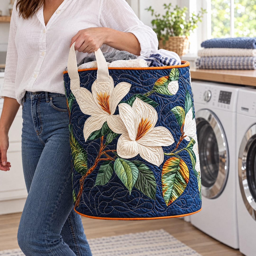 Soft Magnolia | Quilted Laundry Basket