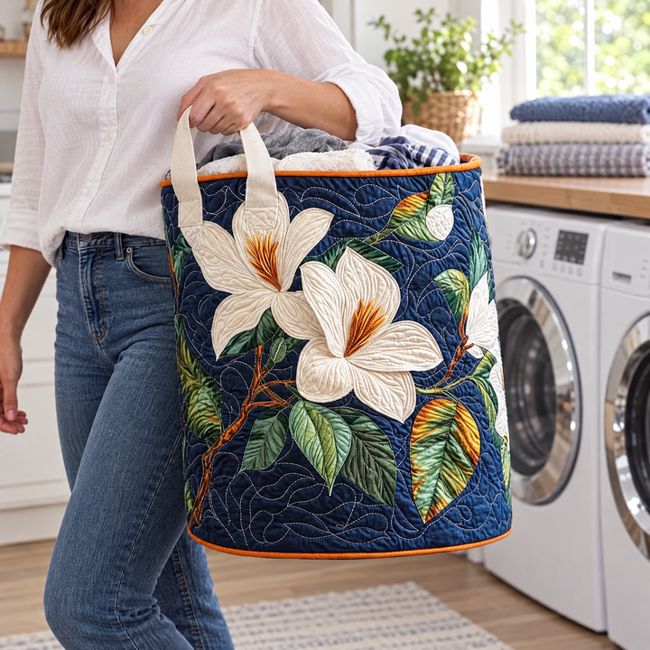 Soft Magnolia | Quilted Laundry Basket